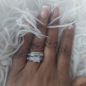 Stainless Steel Rhinestone Zirconia Wedding band